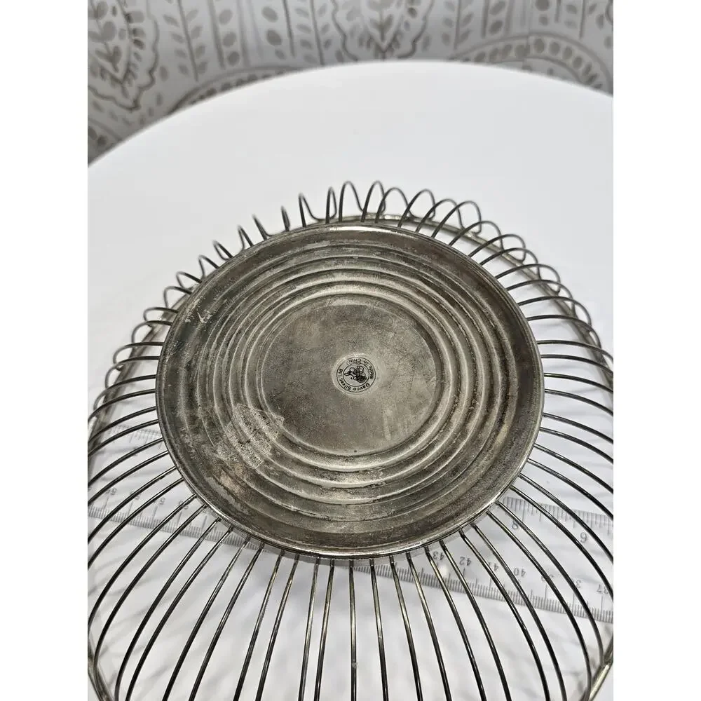Mid-Century Modern Style Oval Silver Open Loop Wire Fruit Bread Basket Retro MCM